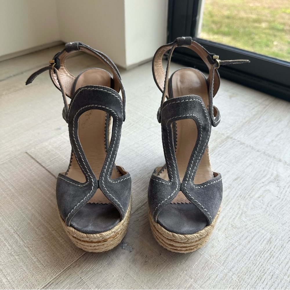 Emporio Armani gray suede wedges size 38eu